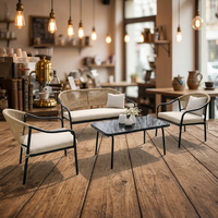 Conjunto de Muebles de Jardín de Ratán con Tela, Diseño de Sofá para Balcón, Patio y Jardín, Ideal para Hoteles