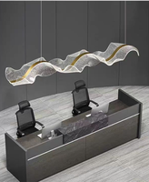 JYLIGHTING Lustre moderne en acrylique en forme de vague, grande bande longue, style nordique, hôtel, maison, lampe suspendue décorative