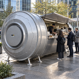 Camion de restauration mobile en acier inoxydable de 4,8 m avec four à pizza et compartiments isolés, cuisine mobile extérieure sur chariot - Product Image 2