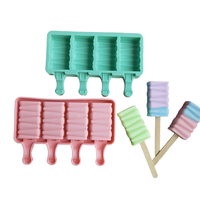 Moule à glaces flexible en silicone alimentaire durable, sans BPA, 4 cavités, pour la fabrication de glaces maison, avec logo personnalisé