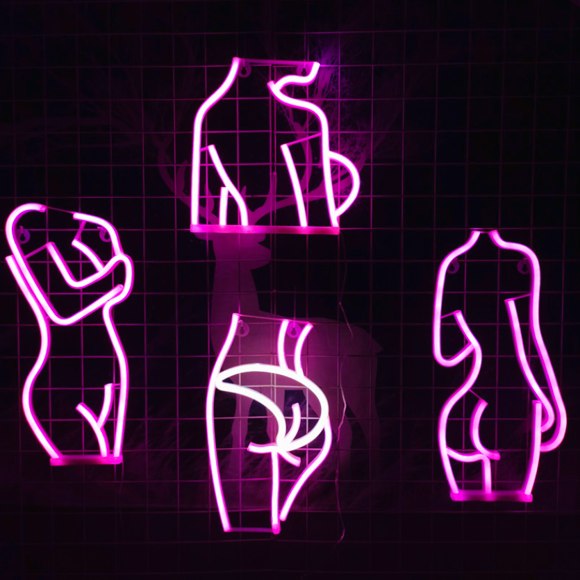 Pink Sexy wanita tubuh di Bikini Usb/baterai dioperasikan lampu Neon LED wanita kembali tanda Neon untuk anak perempuan pria gua pesta dekorasi Bar