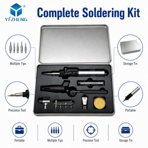 Kit de <span class=keywords><strong>fer</strong></span> à <span class=keywords><strong>souder</strong></span> au gaz butane sans fil 4 en 1 réglable en aluminium et laiton YZ-212, micro-soudeuse, torche thermique, pistolet à chaleur - Product Image 1