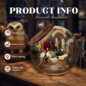 Château de la potion Hamaileon, <span class=keywords><strong>puzzle</strong></span> en bois à faire soi-même, boule magique du temps, <span class=keywords><strong>puzzle</strong></span> <span class=keywords><strong>3D</strong></span> à emboîter, kits de <span class=keywords><strong>puzzle</strong></span>, cadeaux, décorations, artisanat avec couvercle en bois à charnières - Product Image 4