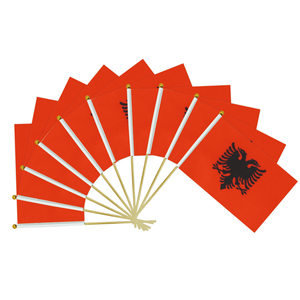 Impresión personalizada de poliéster de mano Albania Country Stick Flag - Product Image 1