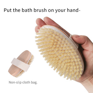 Brosse corporelle en <span class=keywords><strong>sisal</strong></span> naturel douce pour peaux sèches, brosse de bain en bois, brosse à poils pour le corps SPA sans manche - Product Image 3