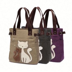 Sac fourre-tout en toile motif chat mignon personnalisé pour femme - Product Image 6