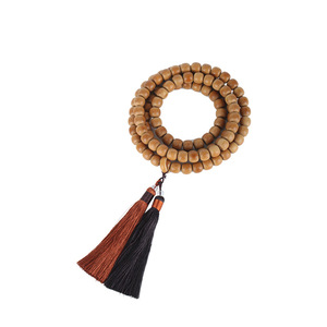 Handmade Japanese Style Solomon's Seal <b>Bead</b> <b>Bracelet</b> 108 Natural <b>Beads</b> Light Brown Tassel Unisex Fashion <b>Bracelet</b> - Product Image 5