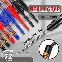 Marqueur à tête longue pour le travail du bois à base d'huile de 45 mm, noir, avec embout étendu pour marquage de trous profonds, pointe extra longue, stylo à tête large