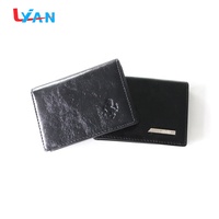 Dompet Kartu Bisnis Klasik Pria LIYAN Kualitas Unggul Kulit Asli Hitam Penutup Kancing Multifungsi 3 in 1