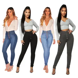 Calça jeans feminina cintura alta, levantamento de bumbum justo e calça jeans para mulheres 2020