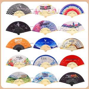 Ventilador de mano de bambú impreso por sublimación de diseño personalizado Técnica pintada estilo Hada 21cm X 38cm para regalos de cena - Product Image 6