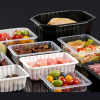 Barquette en plastique PP jetable, compatible micro-ondes, pour aliments frais, viande, fruits de mer, plats préparés, salades