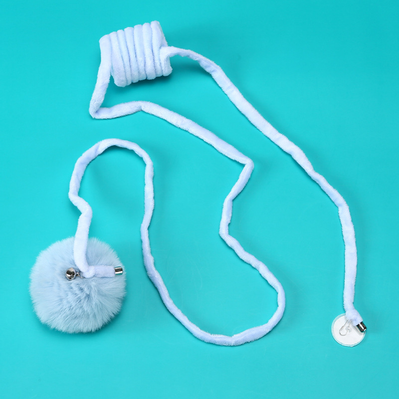 Blue extended door spring pom-pom