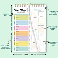 Buku Resep Disiplin Diri Cetak Kustom, Perencana Harian Mingguan, Menu A5, Buku Catatan Spiral yang Dapat Disobek, Notepad Manajemen Jadwal