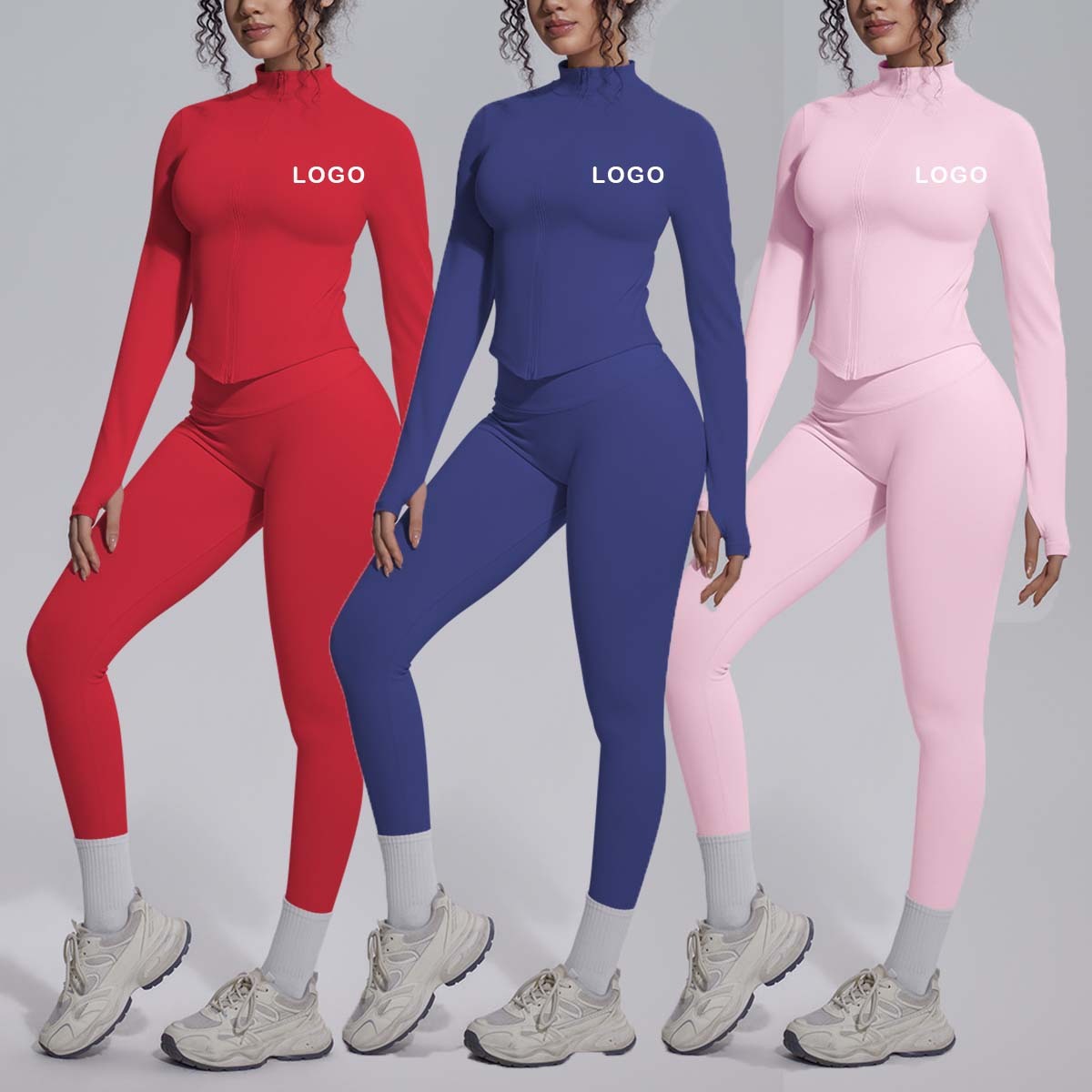 Activewear Women's Sportswear Clothing Pants Leggings Women Fitness Zipper up Jacket 2 Piece Yoga Sets