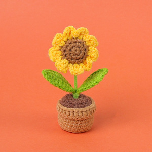 Décoration d'intérieur LUYI, bouquet tissé, fil de laine, cœur, tulipe, tournesol, plante en pot, fleur artificielle tricotée - Product Image 2