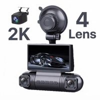 Caméra de tableau de bord de voiture 2K Ultra HD à 4 objectifs avec caméra avant et arrière, WiFi, capteur G, 170° °   Enregistreur de conduite à vision nocturne grand angle pour véhicule