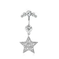 Anneaux de nombril en gros, cristal, strass, vintage, acier inoxydable, géométrique, étoile, lune, corps, mariage, fiançailles