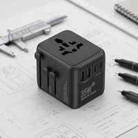 Adaptateur de voyage multifonction international 35W |   8-en-1, 3 prises AC, 2 USB, 3 Type-C |   Adaptateur universel tout-en-un