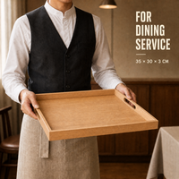 Plateau de service en bois massif, design moderne pour la cuisine et le salon, rangement portable pour boissons et vaisselle