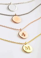 Elegante Joyero para Mujer, Collar con Iniciales Personalizadas en Oro Chapado de 9k, 14k y 18k, Colgante con Disco de Letra, Monograma Personalizado