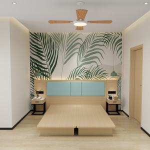 Meubles de chambre à coucher modernes de haute qualité, style Maldives, personnalisables en usine, avec bande lumineuse LED pour hôtel - Product Image 2