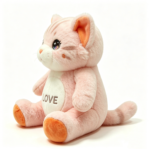 ตุ๊กตาแมวสีชมพูลายทาง, ตุ๊กตาแมวลายทาง, ตุ๊กตาแมวแสนน่ารัก, ของขวัญวาเลนไทน์รูปแมว, ของตกแต่งห้องเด็กสีชมพูพาสเทล - Product Image 1