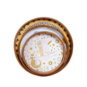 Wooden And Bamboo Round <b>Tray</b> <b>Large</b> Medium Small For Tea Fruit Serving Residential Use - Product Image 3