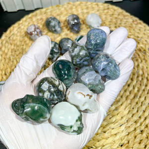 Productos de Sanación Espiritual a Precio de Fábrica, Piedra Fengshui, Cristales Reales, Calaveras Pequeñas de Ágata Musgosa para Decoración - Product Image 1