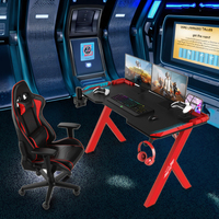 Ensemble de tables et de chaises de jeu de 140 cm avec éclairage LED RVB pour filles, bureau à domicile, ordinateur de jeu, chaise de bureau