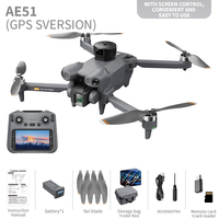 Drone GPS AE51 avec écran de 4,5 pouces, caméra double 4K HD FPV, moteur sans balais, pliable, RC, pour adultes, débutants, enfants, cadeaux