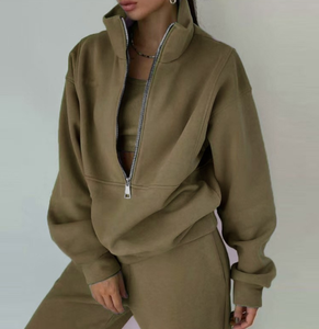 Completo Sportivo <span class=keywords><strong>da</strong></span> <span class=keywords><strong>Donna</strong></span> in Due Pezzi, <span class=keywords><strong>Felpa</strong></span> con Zip in Pile e Pantaloni Tuta, Abbigliamento per <span class=keywords><strong>Casa</strong></span> e Appartamento - Product Image 4