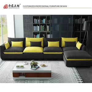 Venta al por mayor simple l sofá en forma de-Sofá en forma de L de látex esponja Simple de alta calidad para sala de estar, muebles de salón baratos