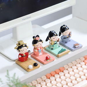 Figuras de Resina Estilo Dinastía Tang, 4 Piezas, Decoración de Escritorio, Soporte para Teléfono, Regalo de Oficina, Diseño Tradicional - Product Image 1