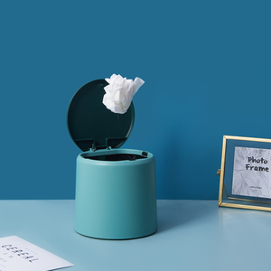 Monr bán buôn thiết kế hiện đại mini Thùng rác có thể Nhựa thùng rác New PP văn phòng bàn xô cho rác lưu trữ nhấn nắp - Product Image 2