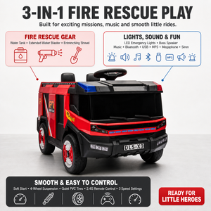 Véhicule Électrique pour Enfants <span class=keywords><strong>12V</strong></span> 4.5AH, <span class=keywords><strong>Camion</strong></span> <span class=keywords><strong>de</strong></span> Pompiers 2 Places, Rechargeable, 4 Roues, en Plastique, pour Garçons et Filles <span class=keywords><strong>de</strong></span> 3 Ans et Plus - Vente Chaude - Product Image 4