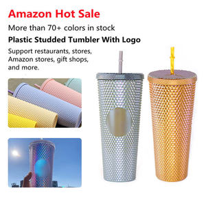 Vaso de Plástico con Incrustaciones de Diamantes Brillantes y Pajita, <span class=keywords><strong>Taza</strong></span> de Café Helado de Doble Pared con Pedrería, <span class=keywords><strong>Taza</strong></span> de Viaje Ecológica de 24oz al por Mayor - Product Image 2