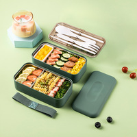 Boîte à lunch en acier inoxydable 304, boîte à bento chauffable au micro-ondes, boîte à lunch japonaise à double couche, boîte à lunch portable pour pique-nique, usage domestique
