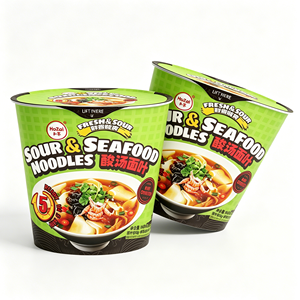 Fideos Instantáneos de Mariscos Ácidos Bajos en Grasa, Ramen Asiático en Vaso, Listo para Comer en 5 Minutos, Snack - Product Image 1