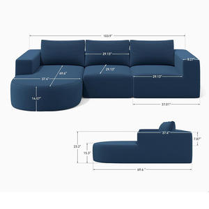 Prix usine Moderne Minimaliste 109 "L-Forme Extensible Compression Modulaire Sectionnel <span class=keywords><strong>Canapé</strong></span> Rembourré Couchette Écologique - Product Image 4