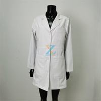 Blouse de laboratoire médicale longue pour femmes, professionnelle, blanche, manches longues, boutonnée, avec ceinture