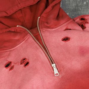 Custom Streetwear Acid Washed <b>Vintage</b> Sun Faded <b>Hoodie</b> Men 100% Cotton Distressed Embroidery Logo Distressed <b>Zip</b> <b>Up</b> Hoodies - Product Image 3