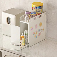 Support de rangement pour bouteilles d'assaisonnement à 2 niveaux Home Push-pull Armoire à épices en métal autoportante et anti-poussière pour coin de comptoir de cuisine