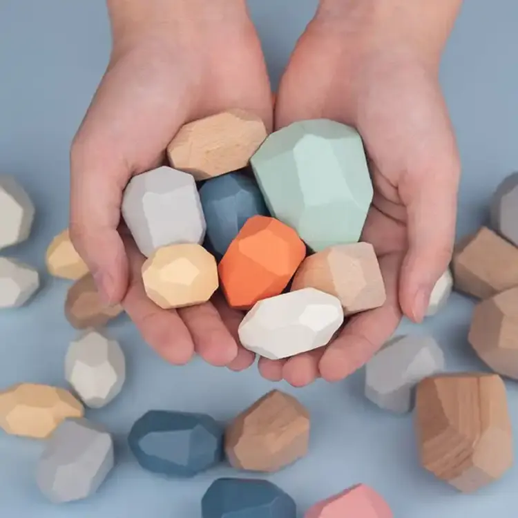 Criativo balanceamento colorido pedra 36 peças crianças brinquedo educativo blocos de construção de madeira para crianças