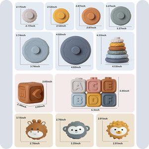 Juguete Apilable de Silicona con Forma de Tortuga, Juguetes Sensoriales para Bebés, Juguete de Dentición con Texturas Onduladas y Aletas para Bebés - Product Image 2