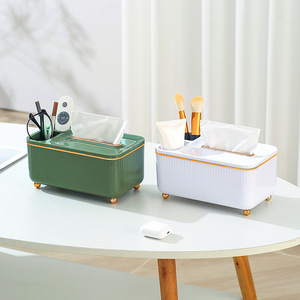 White Multi Functional Tissue <b>Box</b> With Pen Holder For Living Room And Bathroom <b>Storage</b> PP <b>Material</b> - Product Image 3
