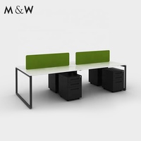 M & W Dubai Project Table de bureau 4 personnes Mobilier commercial avec design moderne Postes de travail modulaires professionnels Taille standard