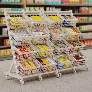 Scaffale Multistrato di Alta Qualità in Ferro per Supermercato, Espositore per Frutta e Verdura con Ruote - Product Image 4