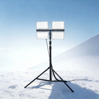 Trépied à levage manuel 2,8 m avec éclairage LED |   Tour d'éclairage portable à double tête 200W