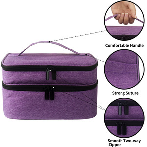 Essential Oil Carrying Case Medium Size Zipper Closure Portable Cosmetic Bag With Soft Handle Textile Material - Product Image 4